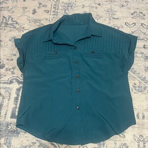 Teal Button-Up Women's Top
